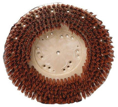 Made in USA - 16" Diam Floor Brush - 14" Machine, 1-1/2" Trim Length, Orange Pad, Nylon - Americas Tooling