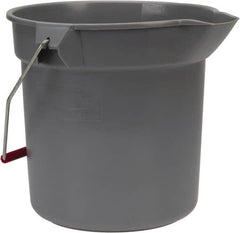 Rubbermaid - 10 Qt, 10-1/4" High, High-Density Polyethylene Round Gray Single Pail with Pour Spout - Handle Included, 10-1/2" Top Diam - Americas Tooling