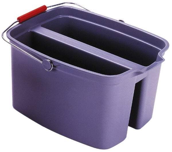 Rubbermaid - 19 Qt Plastic Double Pail - 9" Long x 10" High x 14-1/2" Wide, Gray, Steel Handle - Americas Tooling