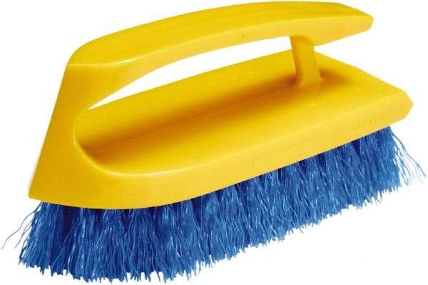 Rubbermaid - 1" Bristle Length, Synthetic Scrub Brush - 6" OAL, Easy Grip Handle, Blue, Plastic Block - Americas Tooling