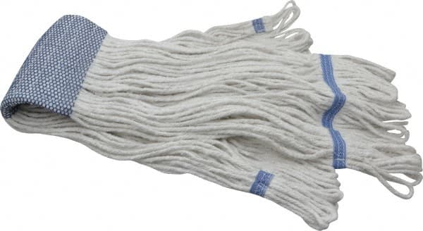 PRO-SOURCE - 5" White Head Band, X-Large Blended Fiber Extra Large #32 Loop End Mop Head - 4 Ply, Clamp Jaw Connection, Use for General Purpose - Americas Tooling