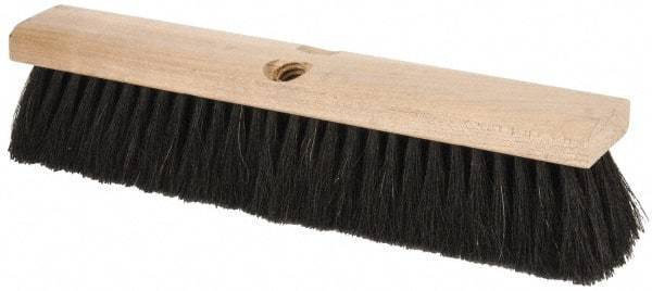 PRO-SOURCE - 14" General Purpose Horsehair Push Broom - 3" Bristle Length, Wood Block, Threaded Handle Connection, Handle Sold Separately - Americas Tooling