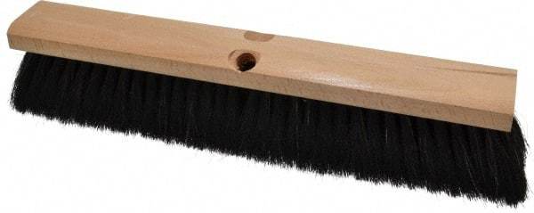 PRO-SOURCE - 16" General Purpose Horsehair Push Broom - 3" Bristle Length, Wood Block, Threaded Handle Connection, Handle Sold Separately - Americas Tooling