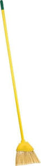 PRO-SOURCE - 8" Wide, Yellow Polypropylene Bristles, Vinyl-Coated Metal Handle, Angled Broom - Flagged, Water Resistant - Americas Tooling