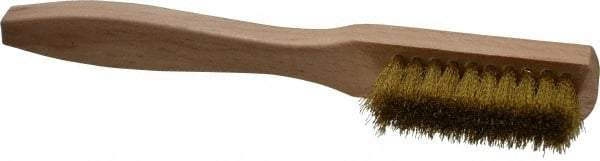 PRO-SOURCE - 8" OAL, Brass Utility Brush - 5/8" Bristle Length, 1-1/2" Long x 1/2" Wide Head, Straight Hardwood Handle - Americas Tooling