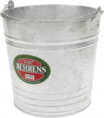 PRO-SOURCE - 14 Qt, 11-1/2" High, Galvanized Steel Round Gray Single Pail - Handle Included, 12-3/4" Top Diam - Americas Tooling