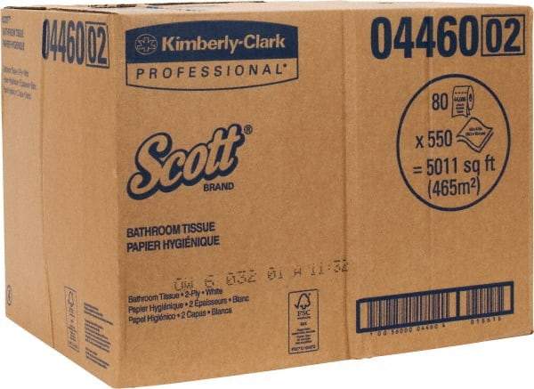 Scott - 4" Sheet Width, Standard Roll Toilet Tissue - 506 Sheets per Roll, 2 Ply, White, Recycled Fiber - Americas Tooling