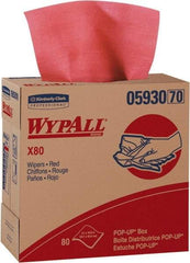 WypAll - Dry Shop Towel/Industrial Wipes - Pop-Up, 16-3/4" x 9" Sheet Size, Red - Americas Tooling