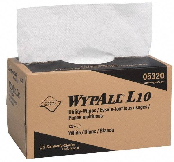 WypAll - Dry Shop Towel/Industrial Wipes - Pop-Up, 10-1/2" x 9" Sheet Size, White - Americas Tooling