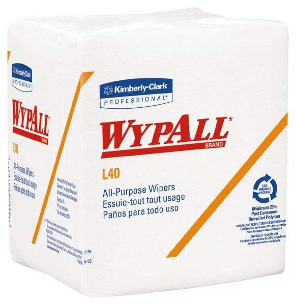 WypAll - L40 1/4 Fold General Purpose Wipes - Poly Pack, 12" x 12-1/2" Sheet Size, White - Americas Tooling