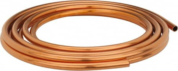 Mueller Industries - 20' Long, 1/2" OD x 3/8" ID, Copper Seamless Tube - 0.035" Wall Thickness, 0.198 Ft/Lb - Americas Tooling