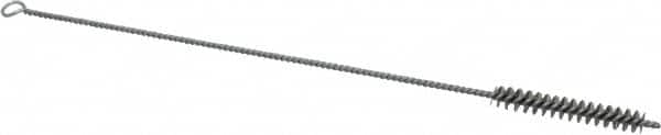 Schaefer Brush - 3" Long x 1/2" Diam Stainless Steel Long Handle Wire Tube Brush - Single Spiral, 15" OAL, 0.006" Wire Diam, 0.17" Shank Diam - Americas Tooling