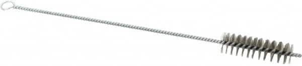 Schaefer Brush - 3" Long x 1" Diam Stainless Steel Long Handle Wire Tube Brush - Single Spiral, 15" OAL, 0.007" Wire Diam, 3/8" Shank Diam - Americas Tooling