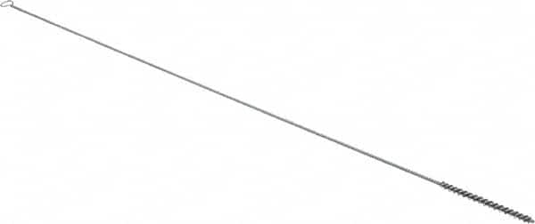 Schaefer Brush - 3" Long x 1/4" Diam Stainless Steel Long Handle Wire Tube Brush - Single Spiral, 27" OAL, 0.005" Wire Diam, 0.13" Shank Diam - Americas Tooling