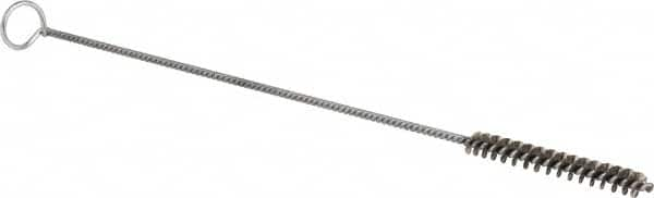 Schaefer Brush - 3" Long x 3/8" Diam Stainless Steel Long Handle Wire Tube Brush - Single Spiral, 27" OAL, 0.005" Wire Diam, 0.145" Shank Diam - Americas Tooling