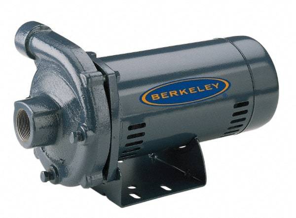 Berkeley - ODP Motor, 115/230 Volt, 1 Phase, 3/4 HP, Cast Iron Straight Pump - 1-1/4 Inch Inlet, 1 Inch Outlet, 100 Max Head psi, Brass Impeller - Americas Tooling