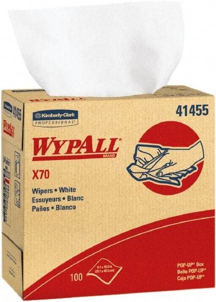 WypAll - X70 Dry Shop Towel/Industrial Wipes - Pop-Up, 16-3/4" x 9" Sheet Size, White - Americas Tooling