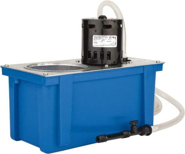 Little Giant Pumps - 1 Gallon Tank Capacity, 6' Coolant Line, Polypropylene Tank, Flood Coolant System - 12" Tank Length x 6" Tank Width x 9-1/4" Tank Height - Americas Tooling