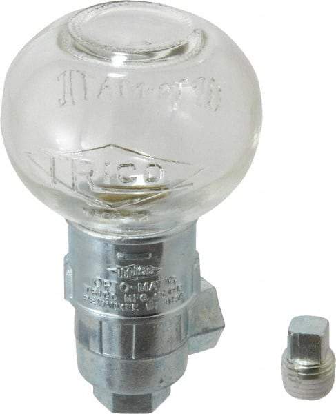 Trico - 1 Outlet, Glass Bowl, 2.5 Ounce Constant-Level Oil Reservoir - 1/4 NPT Outlet, 2-1/2" Diam x 4-1/4" High - Americas Tooling