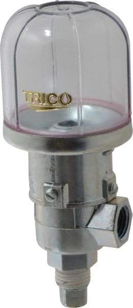 Trico - 1 Outlet, Plastic Bowl, 2 Ounce Constant-Level Oil Reservoir - 1/4 NPT Outlet, 1-15/16" Diam x 4-3/8" High - Americas Tooling