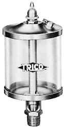 Trico - 1 Outlet, Glass Bowl, 5 Ounce Manual-Adjustable Oil Reservoir - 3/8 NPT Outlet, 2-5/8" Diam x 6-1/16" High - Americas Tooling