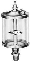 Trico - 1 Outlet, Glass Bowl, 10 Ounce Manual-Adjustable Oil Reservoir - 1/4 NPT Outlet, 3-1/8" Diam x 6-13/16" High - Americas Tooling