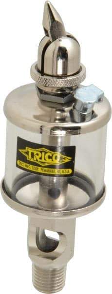 Trico - 1 Outlet, Glass Bowl, 1 Ounce Manual-Adjustable Oil Reservoir - 1/4 NPT Outlet, 1-5/8" Diam x 5-11/16" High - Americas Tooling