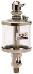 Trico - 1 Outlet, Glass Bowl, 2.5 Ounce Manual-Adjustable Oil Reservoir - 1/8 NPT Outlet, 2-1/8" Diam x 5-7/16" High - Americas Tooling