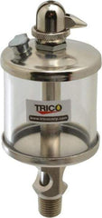 Trico - 1 Outlet, Glass Bowl, 2.5 Ounce Manual-Adjustable Oil Reservoir - 1/4 NPT Outlet, 2-1/8" Diam x 5-7/16" High - Americas Tooling