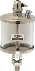 Trico - 1 Outlet, Glass Bowl, 5 Ounce Manual-Adjustable Oil Reservoir - 1/8 NPT Outlet, 2-5/8" Diam x 6-1/16" High - Americas Tooling