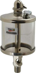 Trico - 1 Outlet, Glass Bowl, 5 Ounce Manual-Adjustable Oil Reservoir - 1/4 NPT Outlet, 2-5/8" Diam x 6-1/16" High - Americas Tooling