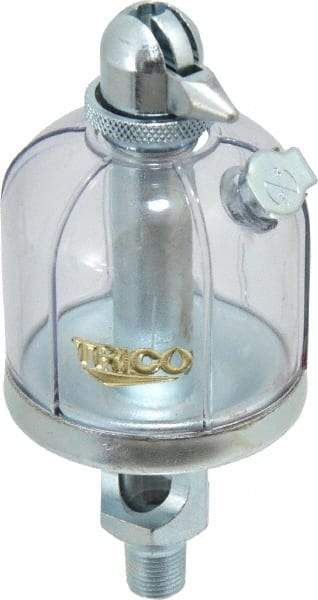 Trico - 1 Outlet, Acrylic Bowl, 2 Ounce Manual-Adjustable Oil Reservoir - 1/8 NPT Outlet, 1-15/16" Diam x 4-1/2" High - Americas Tooling