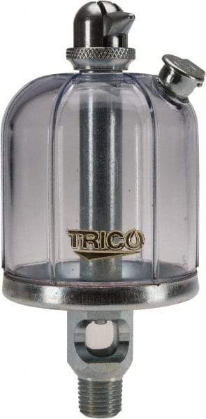 Trico - 1 Outlet, Acrylic Bowl, 4 Ounce Manual-Adjustable Oil Reservoir - 1/4 NPT Outlet, 2-5/16" Diam x 5-5/16" High - Americas Tooling