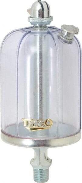 Trico - 1 Outlet, Acrylic Bowl, 8 Ounce Manual-Adjustable Oil Reservoir - 1/4 NPT Outlet, 2-5/8" Diam x 6-3/8" High - Americas Tooling