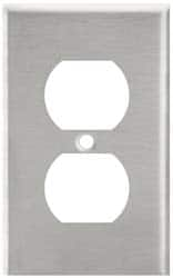 Leviton - 1 Gang, 4-1/2 Inch Long x 2-3/4 Inch Wide, Standard Outlet Wall Plate - Duplex Outlet, Metallic, Stainless Steel - Americas Tooling