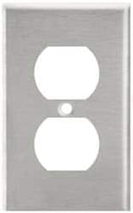 Leviton - 1 Gang, 4-1/2 Inch Long x 2-3/4 Inch Wide, Standard Outlet Wall Plate - Duplex Outlet, Metallic, Stainless Steel - Americas Tooling