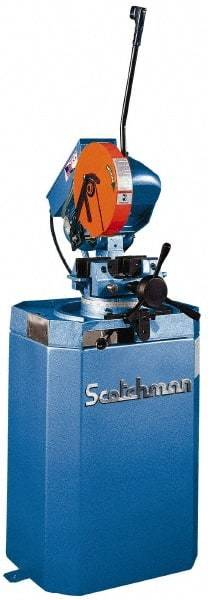 Scotchman - 2 Cutting Speeds, 10-3/4" Blade Diam, Cold Saw - 30 & 60 RPM Blade Speed, Floor Machine, 3 Phase, Compatible with Ferrous Material - Americas Tooling