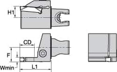 Kennametal - A4..05.. Insert, 35mm Head Length, 5mm Min Groove Width, Modular Grooving Cutting Unit Head - Right Hand Cut, System Size KM25, Series A4 - Americas Tooling