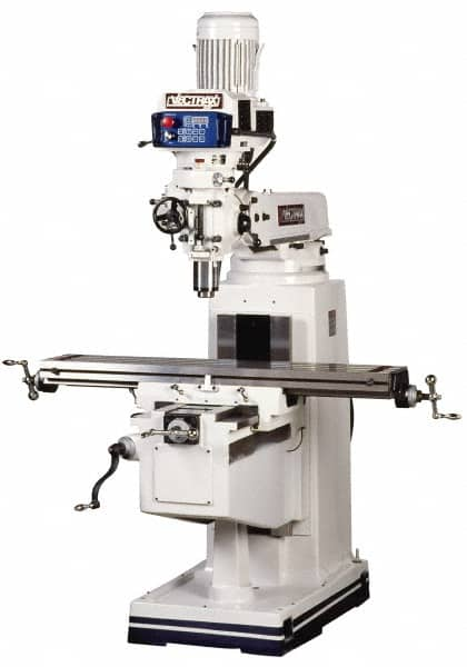 Vectrax - 10" Table Width x 54" Table Length, Electronic Variable Speed Control, 3 Phase Knee Milling Machine - NT40 Spindle Taper, 5 hp - Americas Tooling