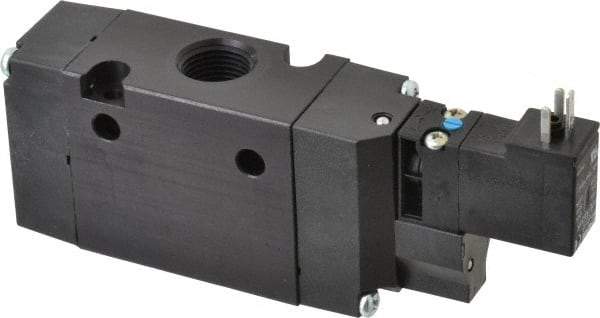 Parker - 3/8", 3-Way Body Ported Stacking Solenoid Valve - 120 VAC, 1.4 CV Rate, Air Return, 2.4" High x 5.29" Long - Americas Tooling