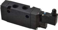 Parker - 3/8", 4-Way Body Ported Stacking Solenoid Valve - 24 VDC, 1.4 CV Rate, 2.4" High x 5.78" Long - Americas Tooling