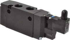 Parker - 3/8", 4-Way Body Ported Stacking Solenoid Valve - 120 VAC, 1.4 CV Rate, Air Return, 2.4" High x 5.78" Long - Americas Tooling