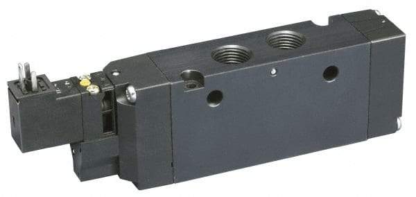 Parker - 1/2", 4-Way Body Ported Stacking Solenoid Valve - 24 VDC, 5.9 CV Rate, Air Return, 2.95" High x 9.13" Long - Americas Tooling