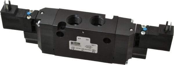 Parker - 4-Way Body Ported Stacking Solenoid Valve - 120 VAC, 1.4 CV Rate, 7.51" Long - Americas Tooling