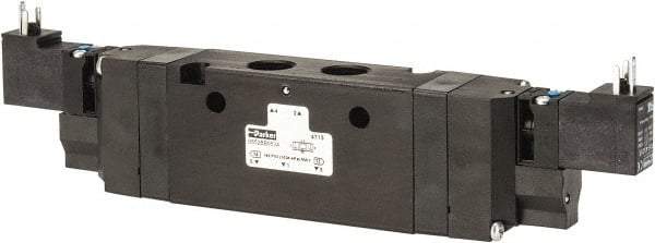 Parker - 4-Way Body Ported Stacking Solenoid Valve - 120 VAC, 2.1 CV Rate, 9.35" Long - Americas Tooling