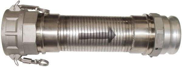 Kuriyama of America - 180" OAL, 3" ID, Flexible Metal Hose Assembly - 3" Fitting, Part A Adapter x Part D Coupler End Connections, Aluminum Fitting, 304 Stainless Steel Hose - Americas Tooling