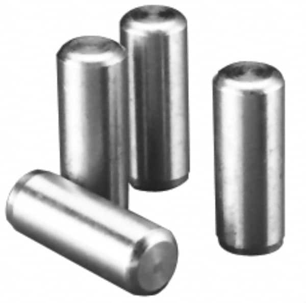 Value Collection - 1/8" Diam x 1-1/4" Pin Length Alloy Steel Oversized Dowel Pin - C 50-58 Hardness, 3,200 Lb Breaking Strength, 1 Beveled & 1 Rounded End - Americas Tooling