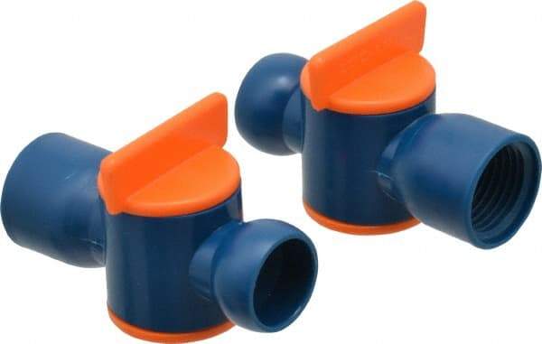 Loc-Line - 2 Piece, 1/2" ID Coolant Hose Valve Pack - Female to Male Connection, Acetal Copolymer Body, 1/2 NPT, Use with Loc-Line Modular Hose Systems - Americas Tooling