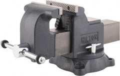 Wilton - 6" Jaw Width x 6" Jaw Opening Capacity, 3-1/2" Throat Depth, Bench & Pipe Combination Vise - 5/8 to 2-1/2" Pipe Capacity, Swivel Base, Bolt Down Attachment, Ductile Iron - Americas Tooling