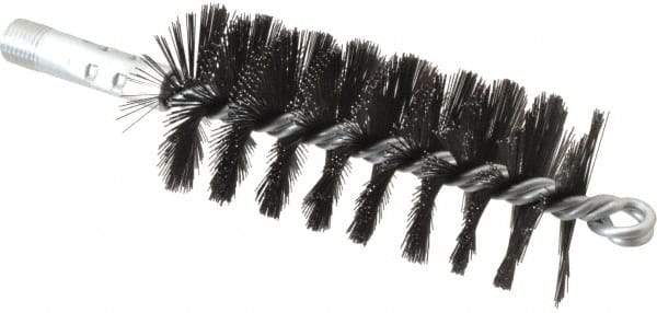 Schaefer Brush - 4-1/2" Brush Length, 2" Diam, Double Stem, Single Spiral Flue Brush - 7-1/2" Long, Tempered Steel Wire, 1/4" NPSM Male Connection - Americas Tooling